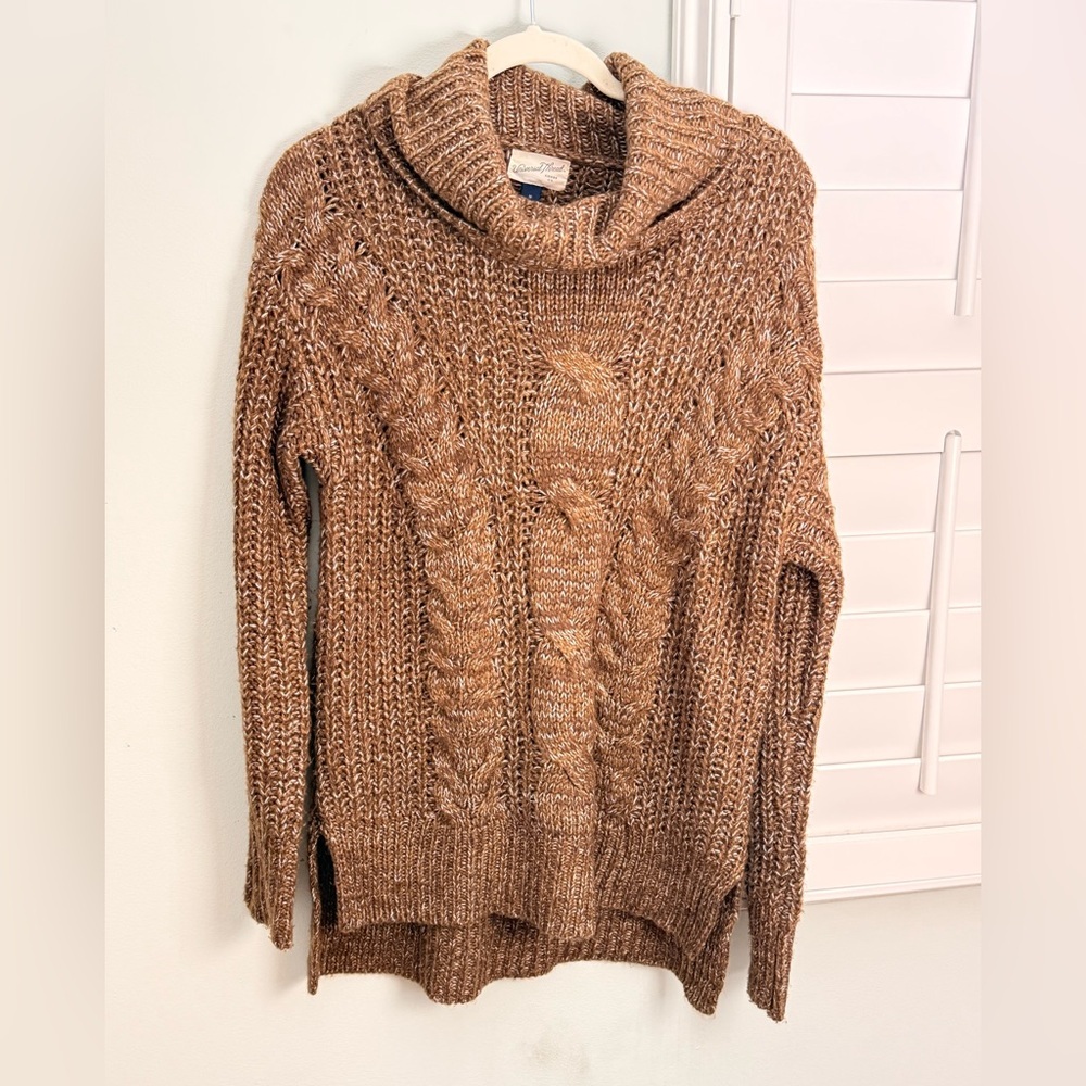 Universal Thread Camel Brown Cable Knit Cowl Neck Sweater Size M